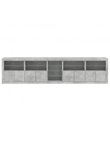 Credenza con Luci LED Grigio Cemento 283x37x67 cm