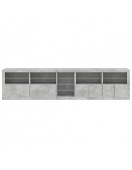 Credenza con Luci LED Grigio Cemento 283x37x67 cm