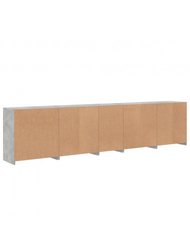 Credenza con Luci LED Grigio Cemento 283x37x67 cm