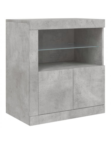 Credenza con Luci LED Grigio Cemento 283x37x67 cm