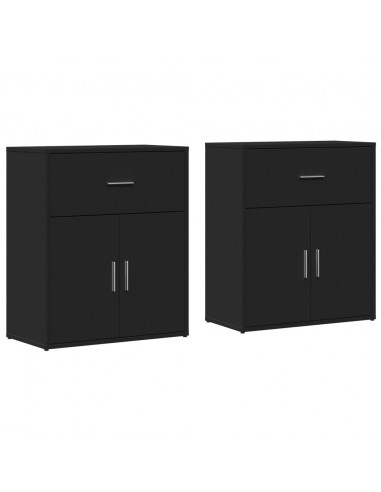 Credenze 2 pz Nere 60x31x70 cm in Legno Multistrato