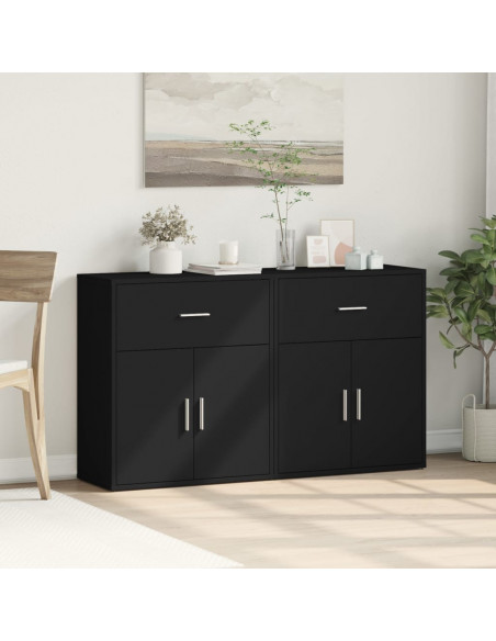 Credenze 2 pz Nere 60x31x70 cm in Legno Multistrato