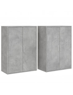 Credenze 2 pz Grigio Cemento 60x31x84 cm in Legno Multistrato 2