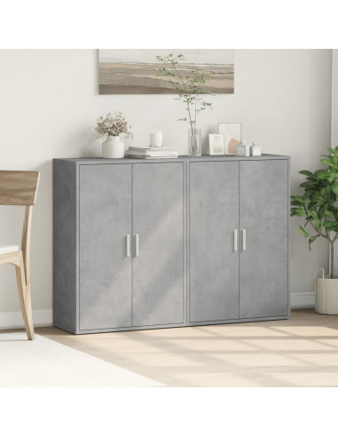 Credenze 2 pz Grigio Cemento 60x31x84 cm in Legno Multistrato