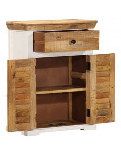 Credenza Bianca e Marrone 55x30x73 cm Massello di Mango Grezzo 2