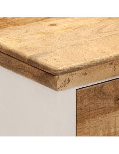 Credenza Bianca e Marrone 55x30x73 cm Massello di Mango Grezzo
