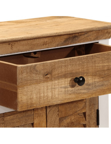 Credenza Bianca e Marrone 55x30x73 cm Massello di Mango Grezzo