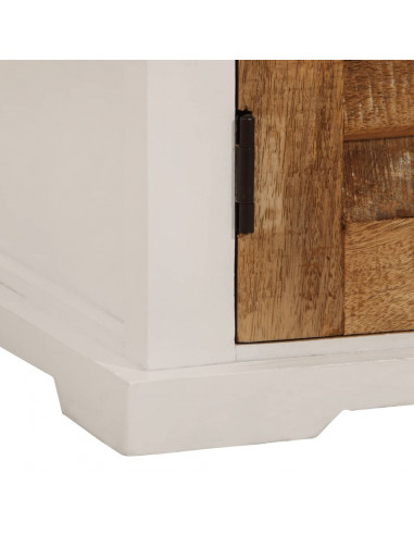 Credenza Bianca e Marrone 55x30x73 cm Massello di Mango Grezzo