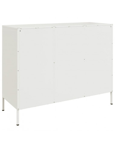 Credenza Bianca 100,5x39x79 cm in Acciaio Laminato a Freddo