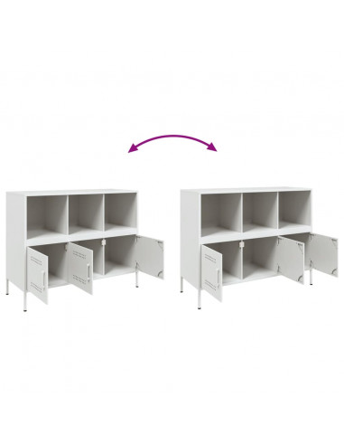 Credenza Bianca 100,5x39x79 cm in Acciaio Laminato a Freddo