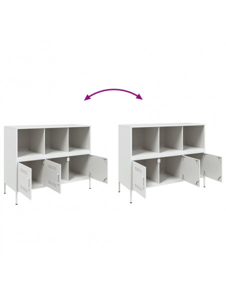 Credenza Bianca 100,5x39x79 cm in Acciaio Laminato a Freddo