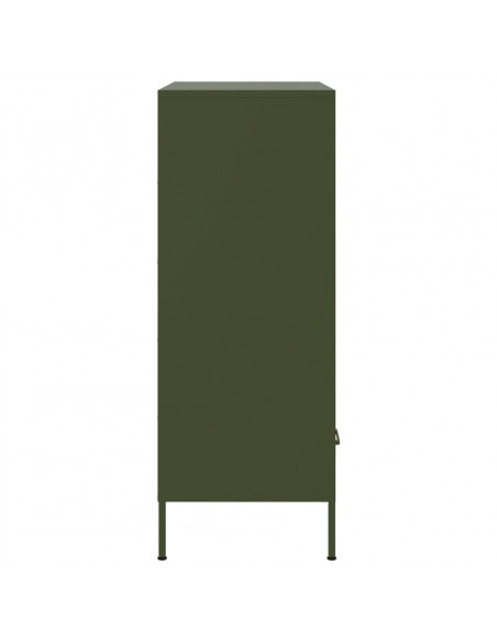 Credenza Verde Oliva 68x39x101,5 cm Acciaio Laminato a Freddo