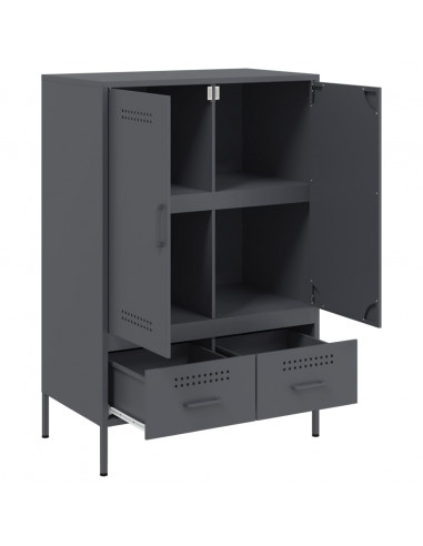 Credenza Antracite 68x39x101,5 cm Acciaio Laminato a Freddo