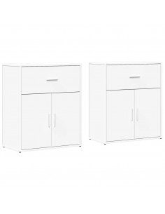 Credenze 2 pz Bianche 60x31x70 cm in Legno Multistrato 2
