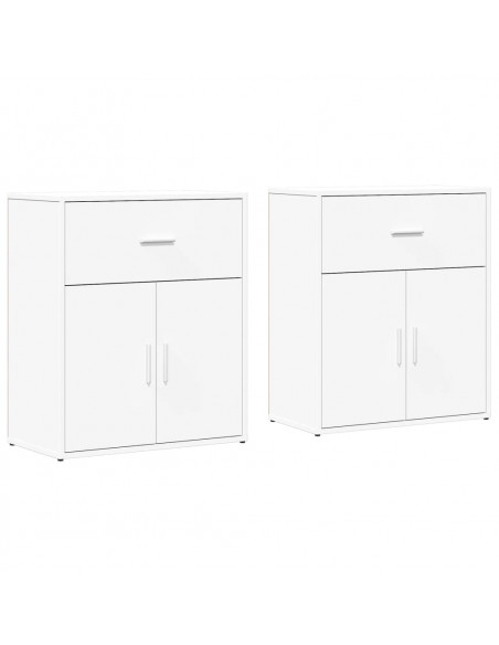 Credenze 2 pz Bianche 60x31x70 cm in Legno Multistrato
