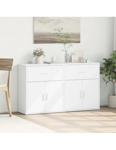 Credenze 2 pz Bianche 60x31x70 cm in Legno Multistrato