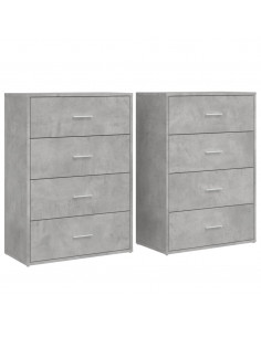 Credenze 2 pz Grigio Cemento 60x31x84 cm in Legno Multistrato 2