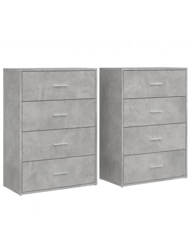 Credenze 2 pz Grigio Cemento 60x31x84 cm in Legno Multistrato