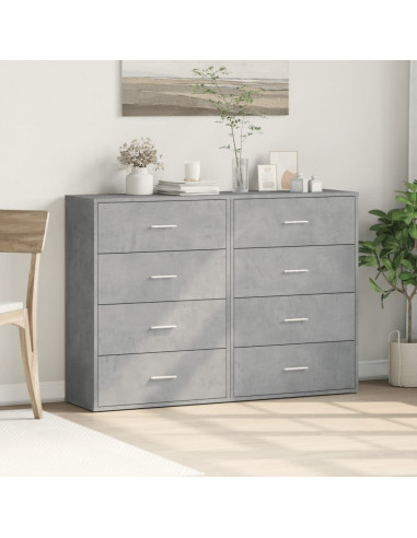 Credenze 2 pz Grigio Cemento 60x31x84 cm in Legno Multistrato