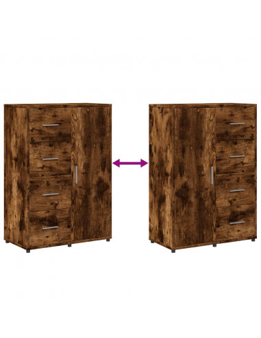 Credenze 2 pz Rovere Fumo 60x31x84 cm in Legno Multistrato