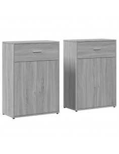 Credenze 2 pz Grigio Sonoma 60x30x84 cm in Legno Multistrato 2