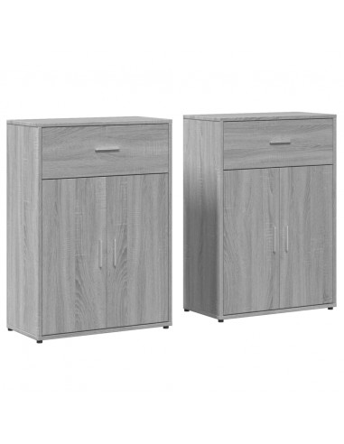 Credenze 2 pz Grigio Sonoma 60x30x84 cm in Legno Multistrato