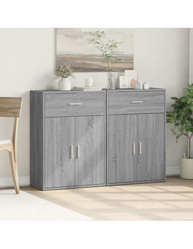 Credenze 2 pz Grigio Sonoma 60x30x84 cm in Legno Multistrato