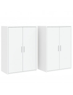Credenze 2 pz Bianche 60x31x84 cm in Legno Multistrato 2