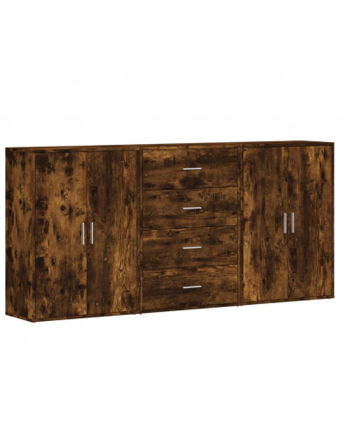 Credenze 3 pz Rovere Fumo 60x31x84 cm in Legno Multistrato