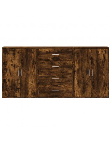 Credenze 3 pz Rovere Fumo 60x31x84 cm in Legno Multistrato