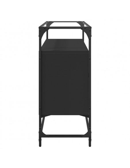 Credenza con Piano in Vetro Nero 98x35x81cm Legno Multistrato