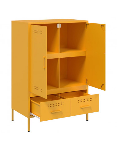 Credenza Giallo Senape 68x39x101,5 cm Acciaio Laminato Freddo