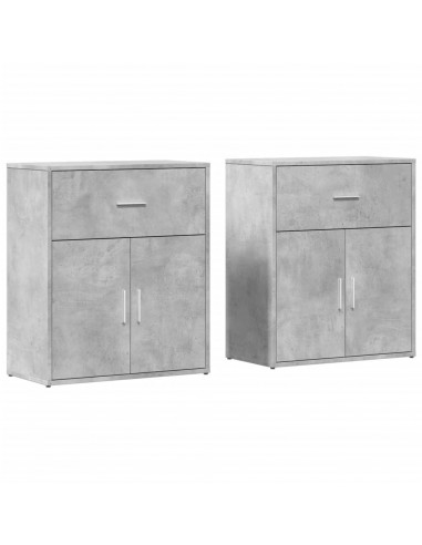 Credenze 2 pz Grigio Cemento 60x31x70 cm in Legno Multistrato