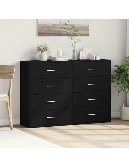 Credenze 2 pz Nere 60x31x84 cm in Legno Multistrato
