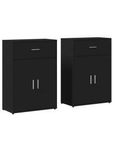 Credenze 2 pz Nere 60x30x84 cm in Legno Multistrato 2