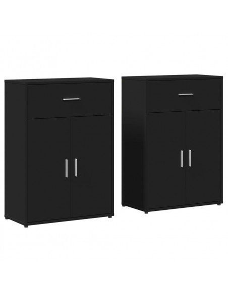Credenze 2 pz Nere 60x30x84 cm in Legno Multistrato