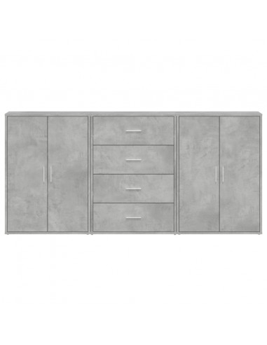 Credenze 3 pz Grigio Cemento 60x31x84 cm in Legno Multistrato