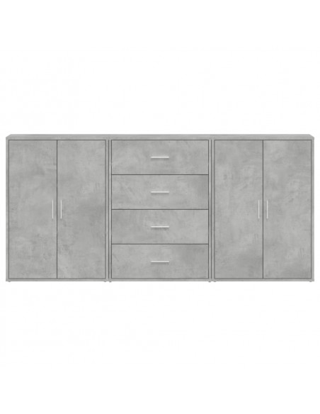 Credenze 3 pz Grigio Cemento 60x31x84 cm in Legno Multistrato