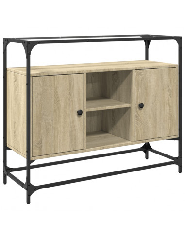 Credenza Piano Vetro Rovere Sonoma 98x35x81cm Legno Multistrato