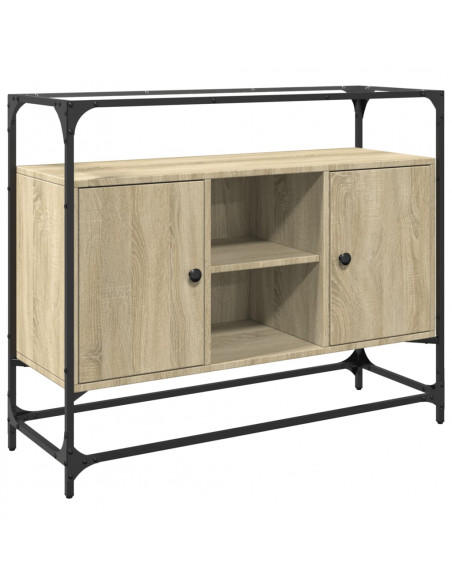 Credenza Piano Vetro Rovere Sonoma 98x35x81cm Legno Multistrato