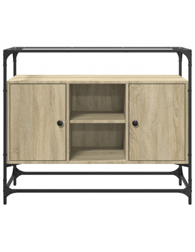 Credenza Piano Vetro Rovere Sonoma 98x35x81cm Legno Multistrato