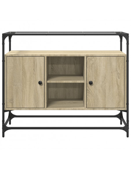 Credenza Piano Vetro Rovere Sonoma 98x35x81cm Legno Multistrato