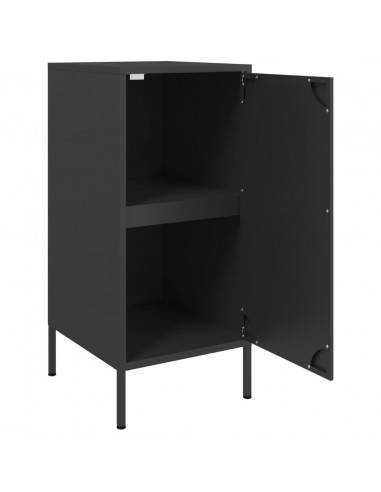 Credenza Nera 36x39x79 cm in Acciaio Laminato a Freddo