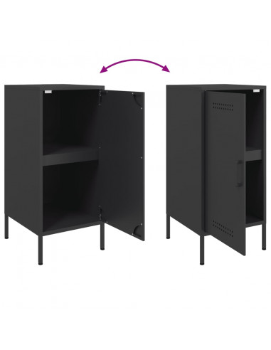 Credenza Nera 36x39x79 cm in Acciaio Laminato a Freddo