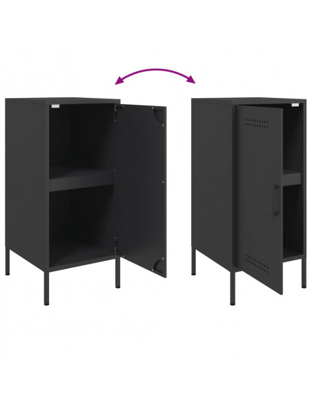 Credenza Nera 36x39x79 cm in Acciaio Laminato a Freddo
