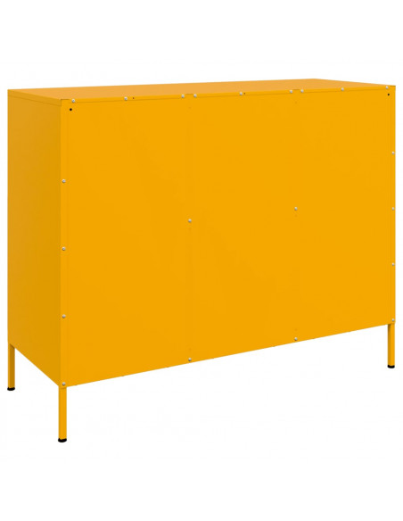 Credenza Giallo Senape 100,5x39x79 cm Acciaio Laminato a Freddo