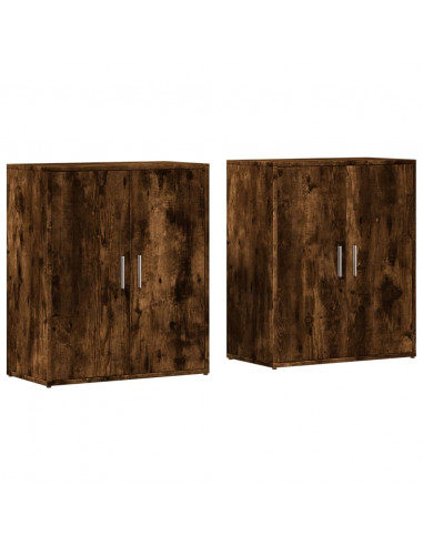 Credenze 2 pz Rovere Fumo 60x31x70 cm in Legno Multistrato