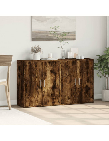 Credenze 2 pz Rovere Fumo 60x31x70 cm in Legno Multistrato
