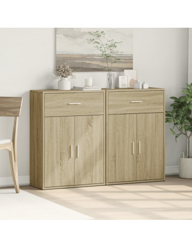 Credenze 2 pz Rovere Sonoma 60x30x84 cm in Legno Multistrato