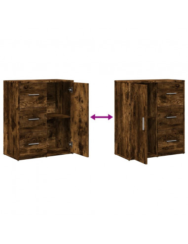 Credenze 2 pz Rovere Fumo 60x31x70 cm in Legno Multistrato